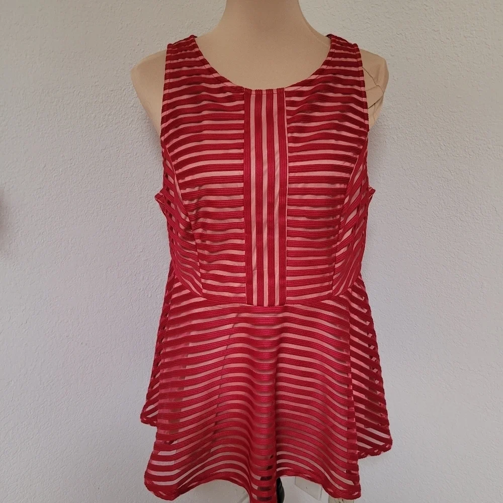 Torrid Knit Shadow Striped Peplum Top - Picture 2 of 6